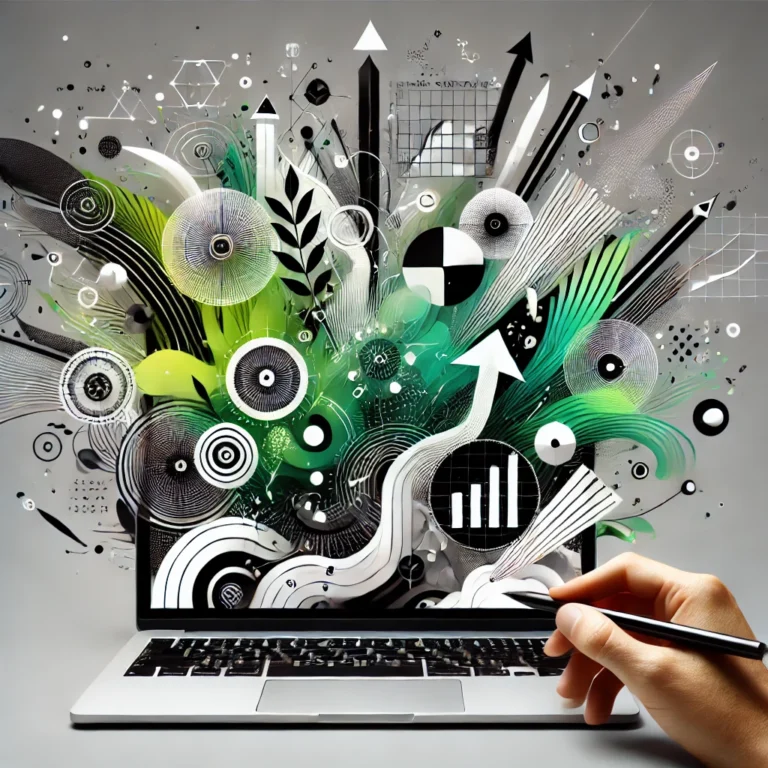 DALL·E 2024-10-11 18.53.24 - A dynamic and modern artwork to replace the placeholder image on the right side of a website's first section. The image should represent creativity, d